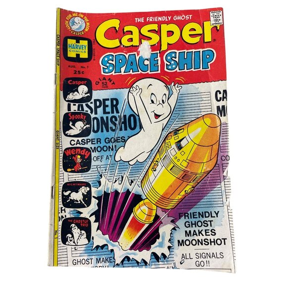 Harvey Comics Casper Space Ship #1 Aug 1972 Giant 52 Pages Bagged Boarded - Picture 1 of 7